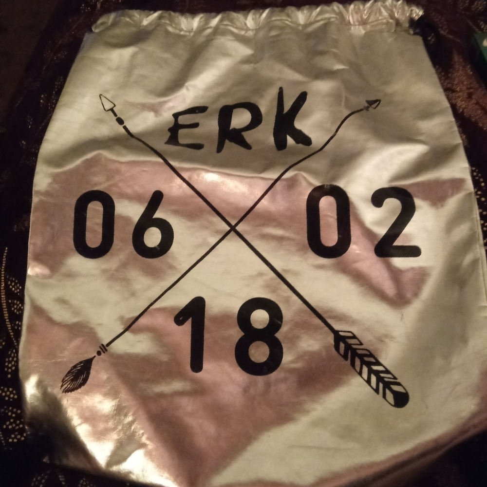Silver drawstring bag